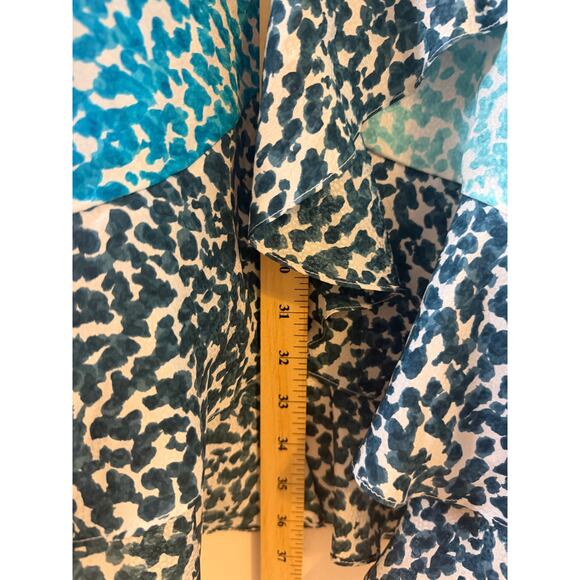 Marie Oliver Ryan Silk Mini Wrap Dress in Pebble Blue Ruffle Hem Large Coquette - Picture 8 of 9